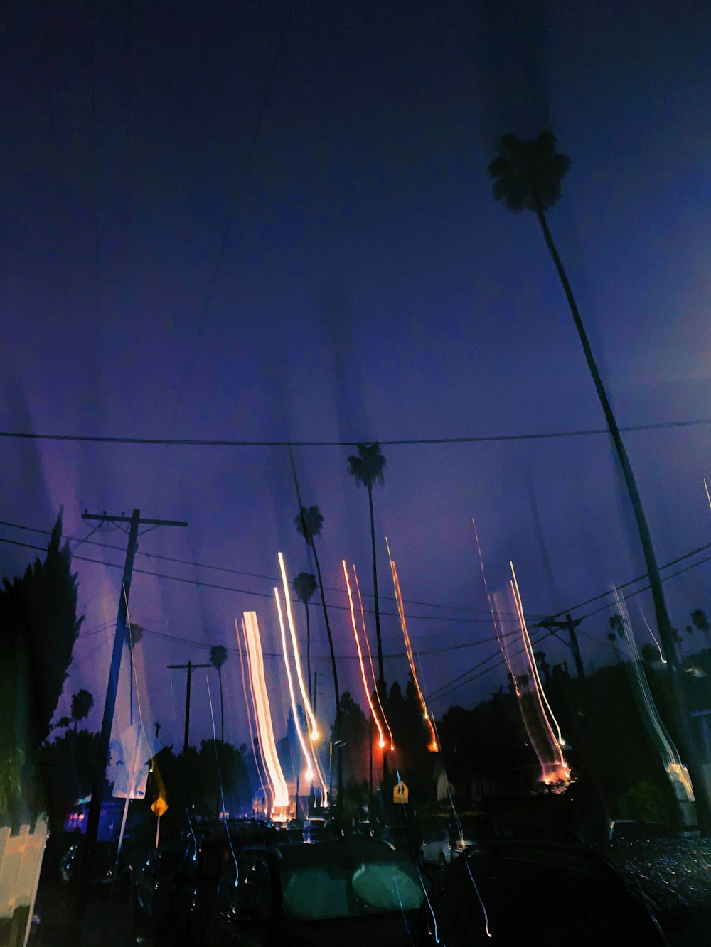 silhouette of trees during night time