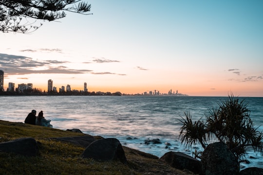 silhouette of trees near body of water during sunset in BURLEIGH Australia