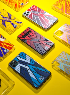blue red and yellow iphone case