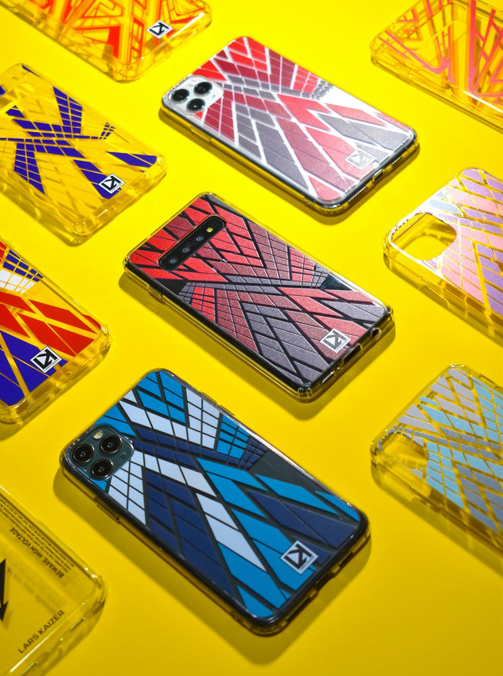 blue red and yellow iphone case