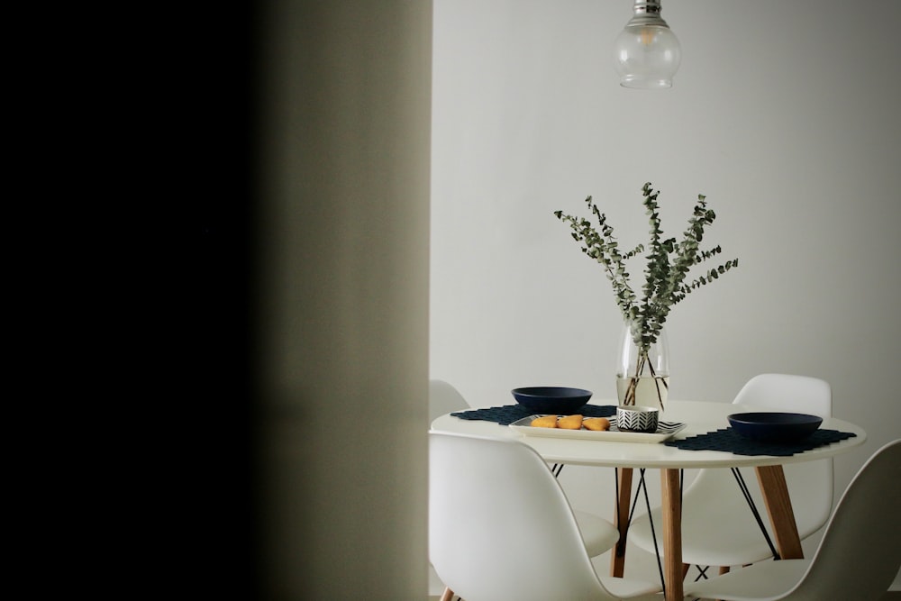 green plant on white table