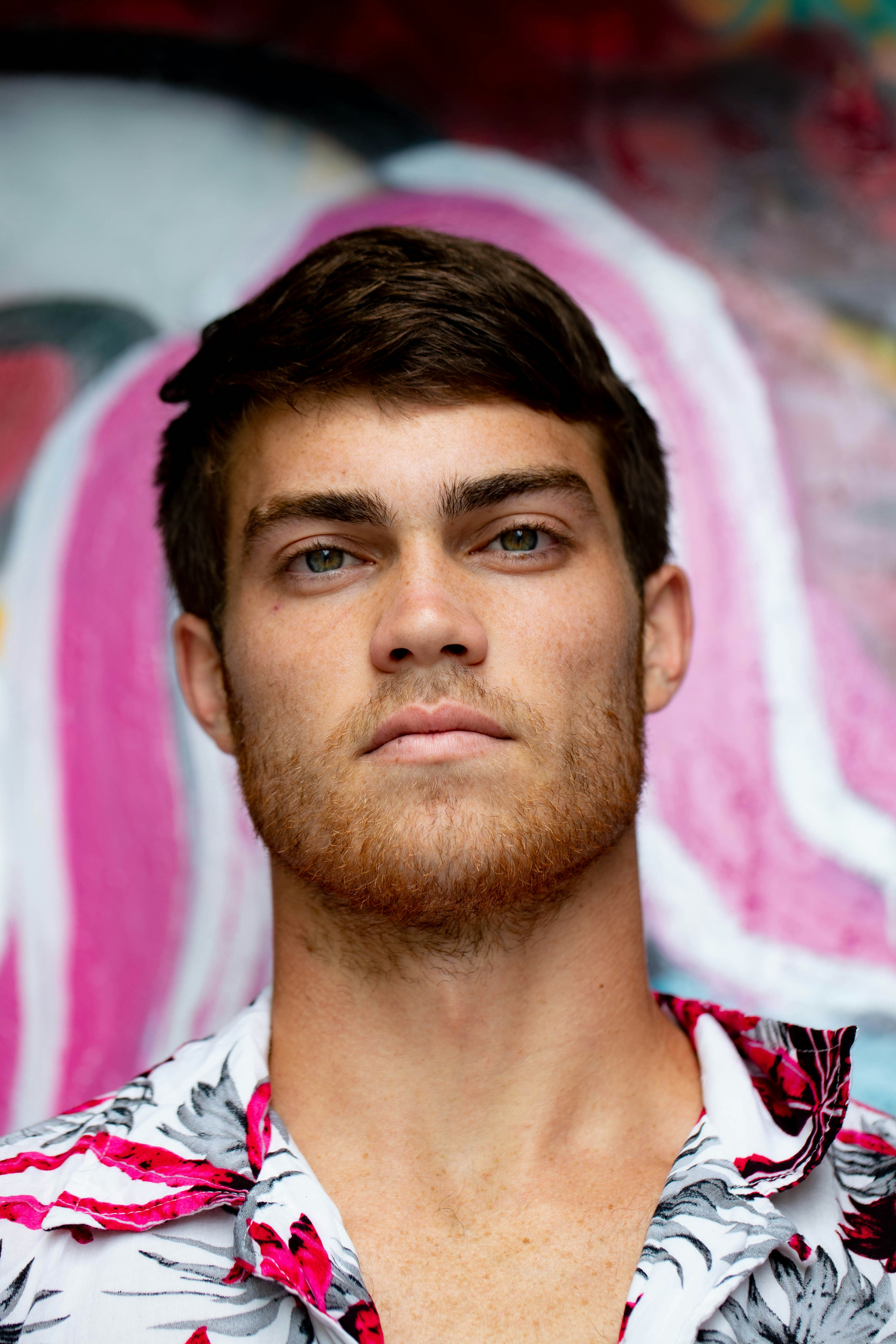 male model portrait against graffiti