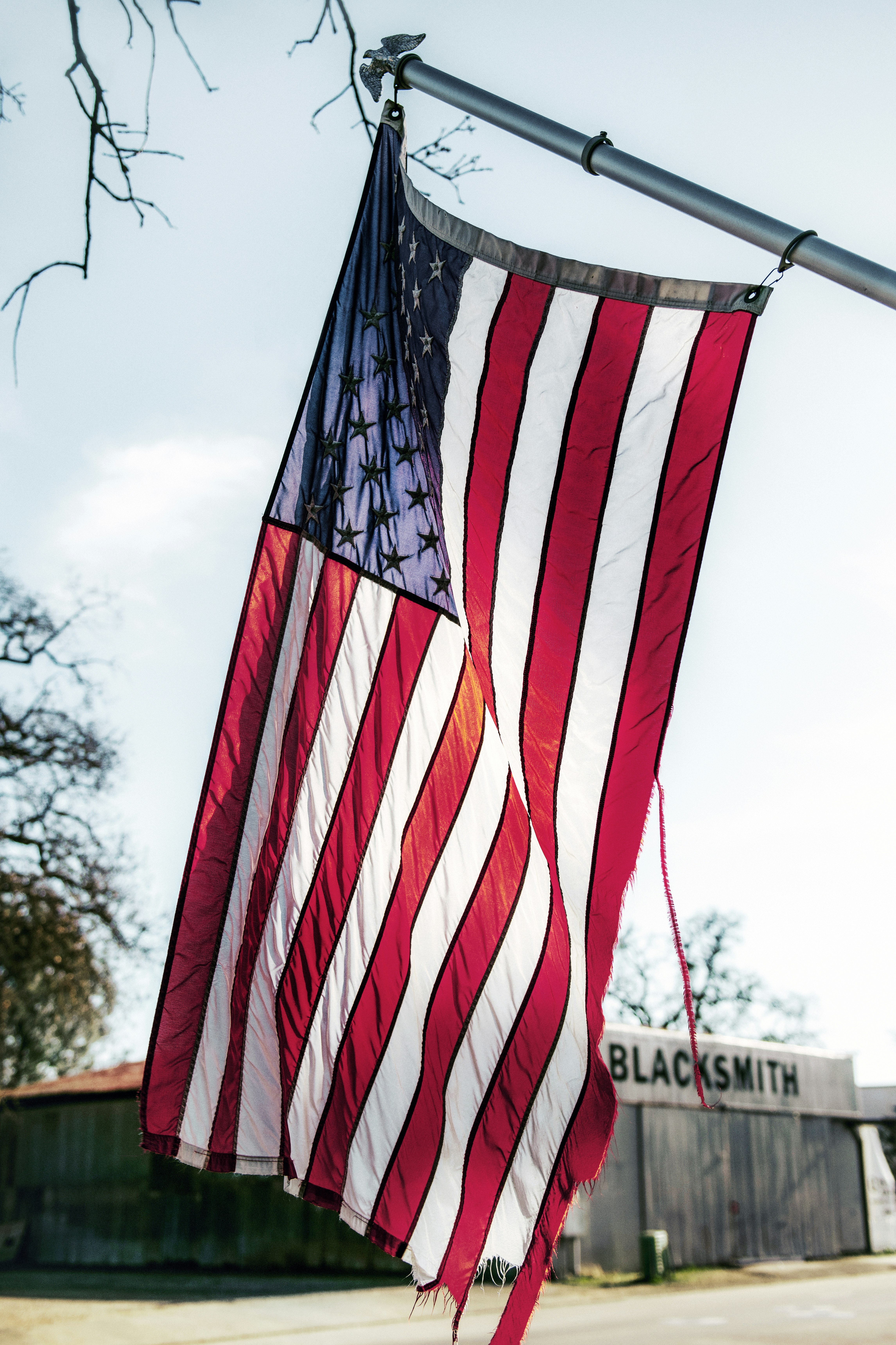 us a flag on pole