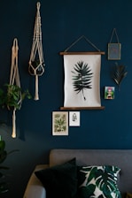green indoor plant on blue wall