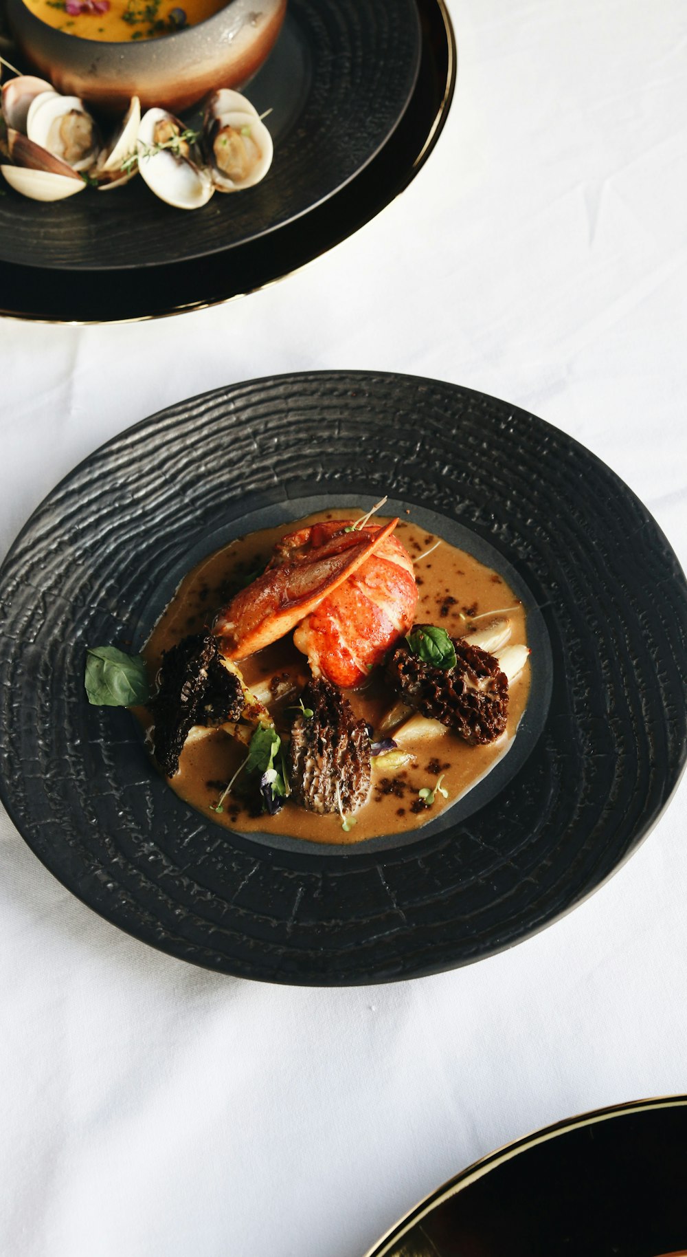 cooked food on blue glass plate