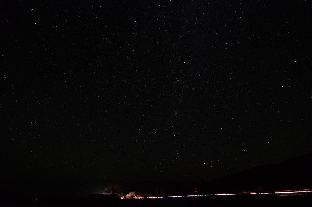 black and white sky during night time