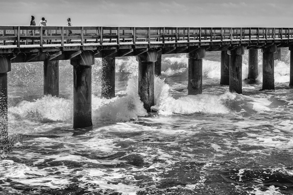 grayscale photo of sea waves