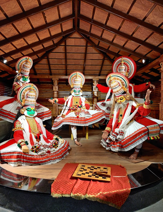 hindu deity figurine on red table in Kochi India