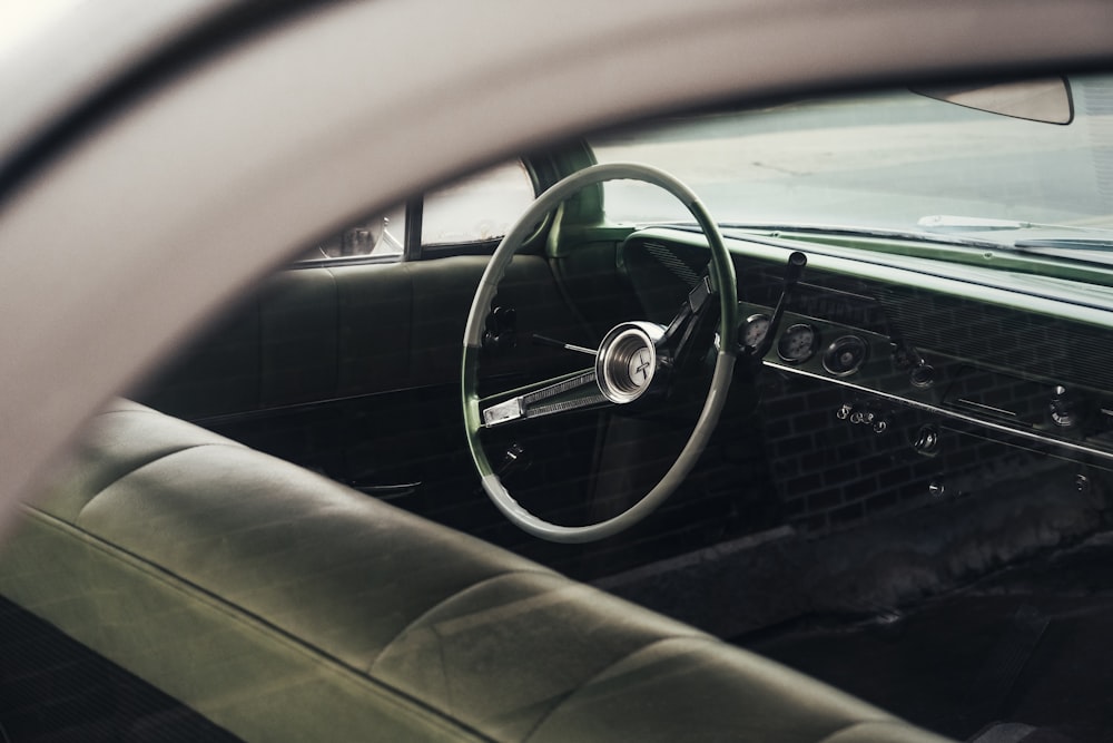 black steering wheel in car