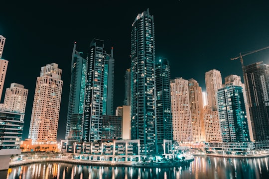 city skyline during night time in Cargo Dubai United Arab Emirates