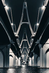 A modern bridge symbolizing resilient infrastructure in a vibrant urban setting.