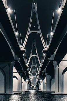A modern bridge symbolizing resilient infrastructure in a vibrant urban setting.