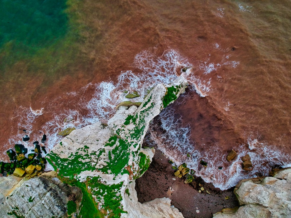 brown and green water waves