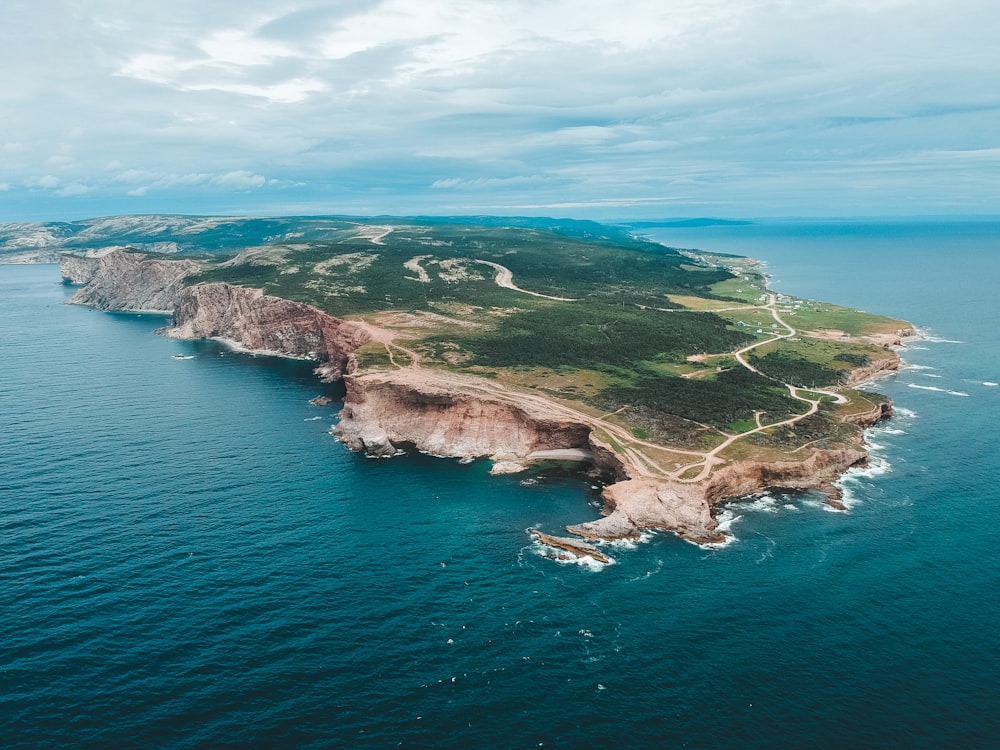 aerial view of green island during daytime