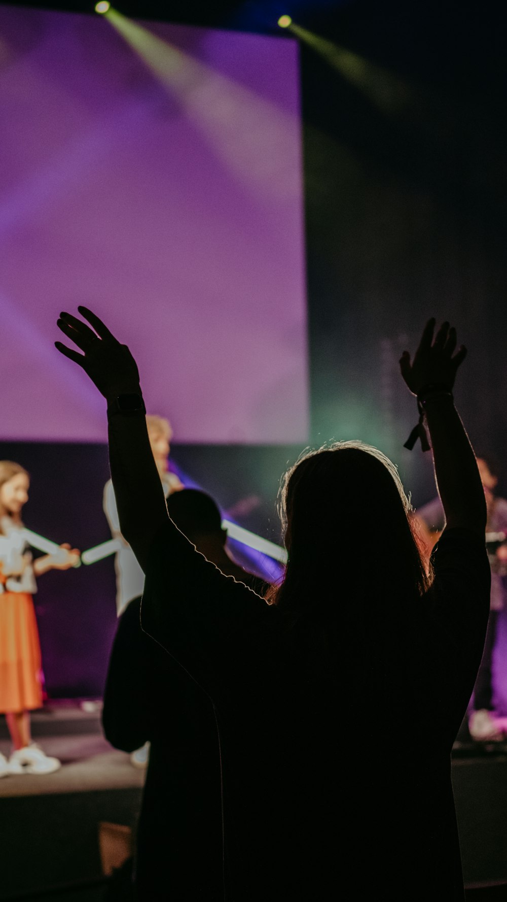 people raising their hands on a concert