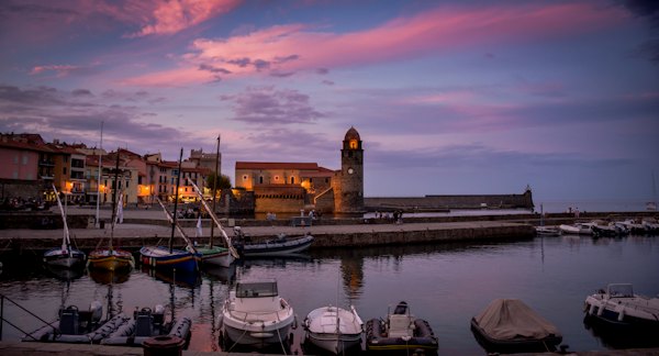 The harbour, the château and the boats — Collioure, France