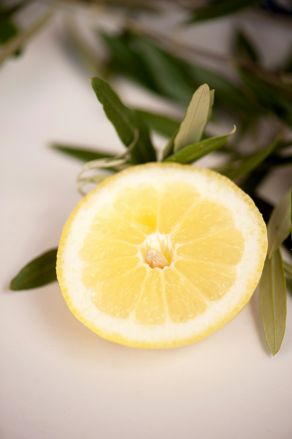 Fruit de citron jaune sur table blanche