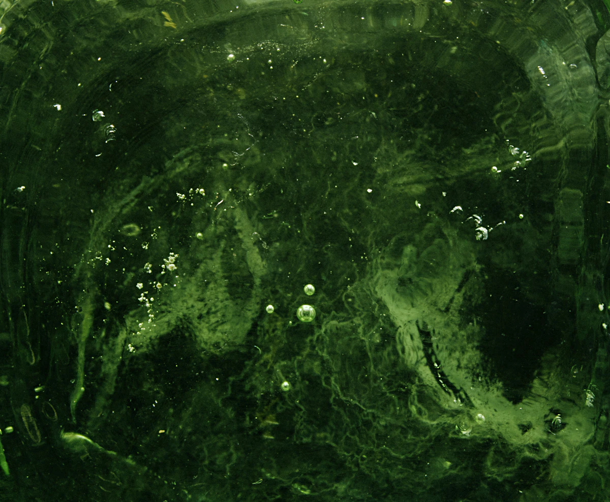 Bright green stretchy slime being pulled apart