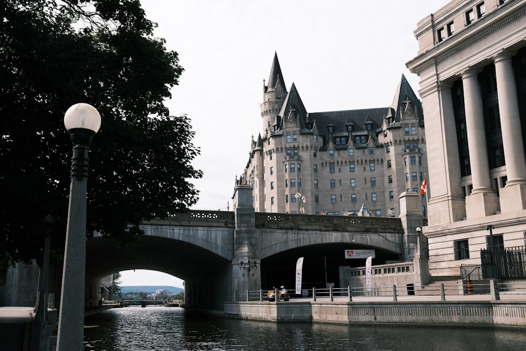 New senate building in Ottawa next to the Canal Rideau. Facing Chateau Laurier (Hotel), seen in the back.