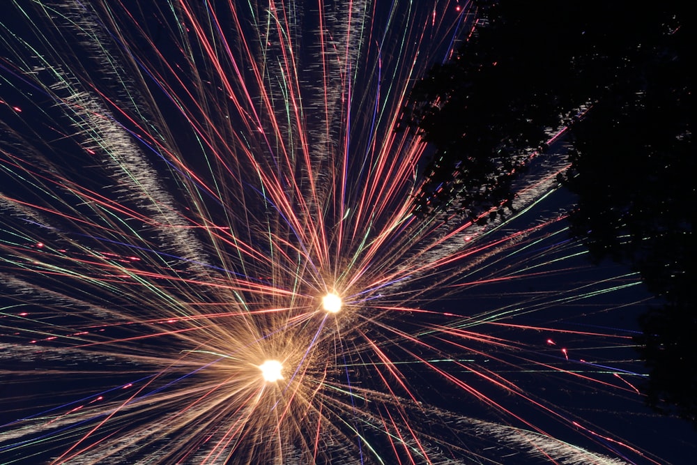 time lapse photography of fireworks during night time