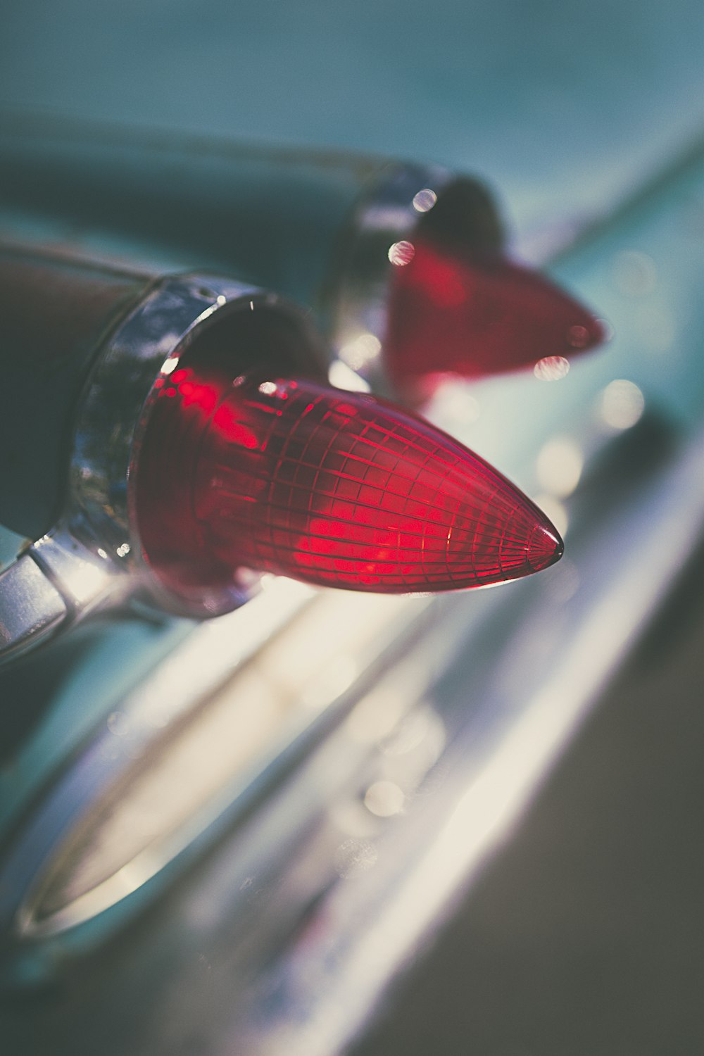 red and silver car tail light