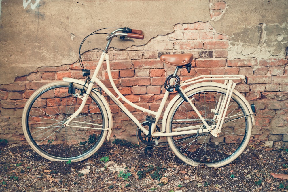 white and black city bike