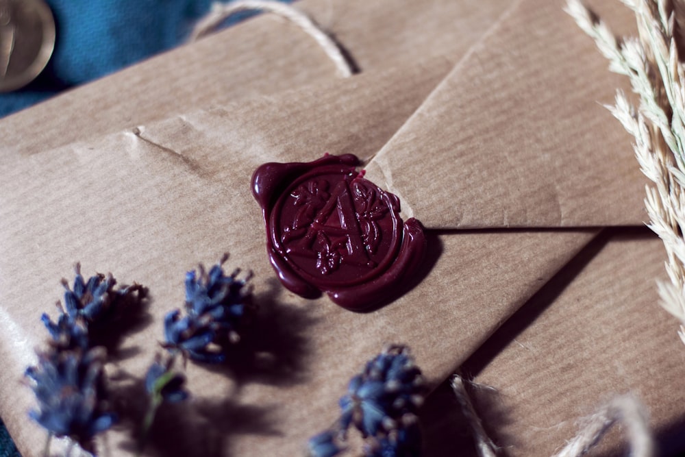 blue flower on brown wooden table