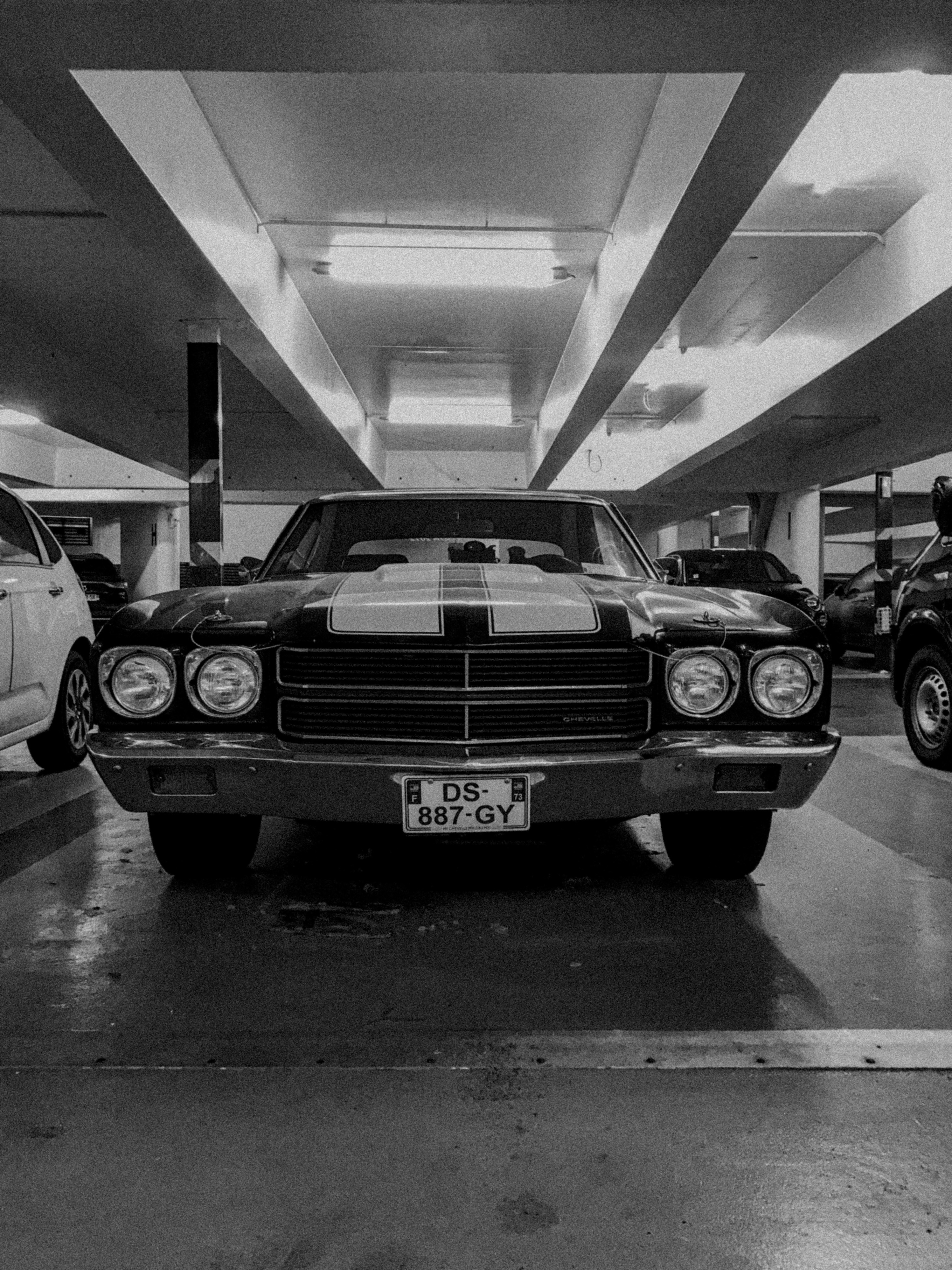 grayscale photo of bmw car