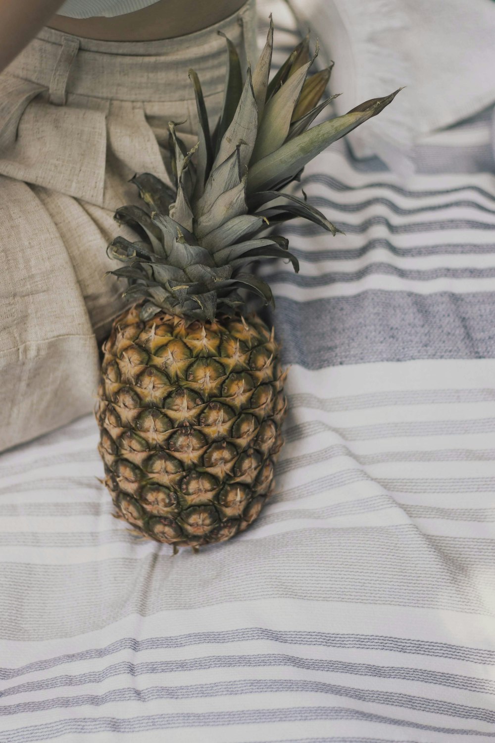 pineapple fruit on white textile
