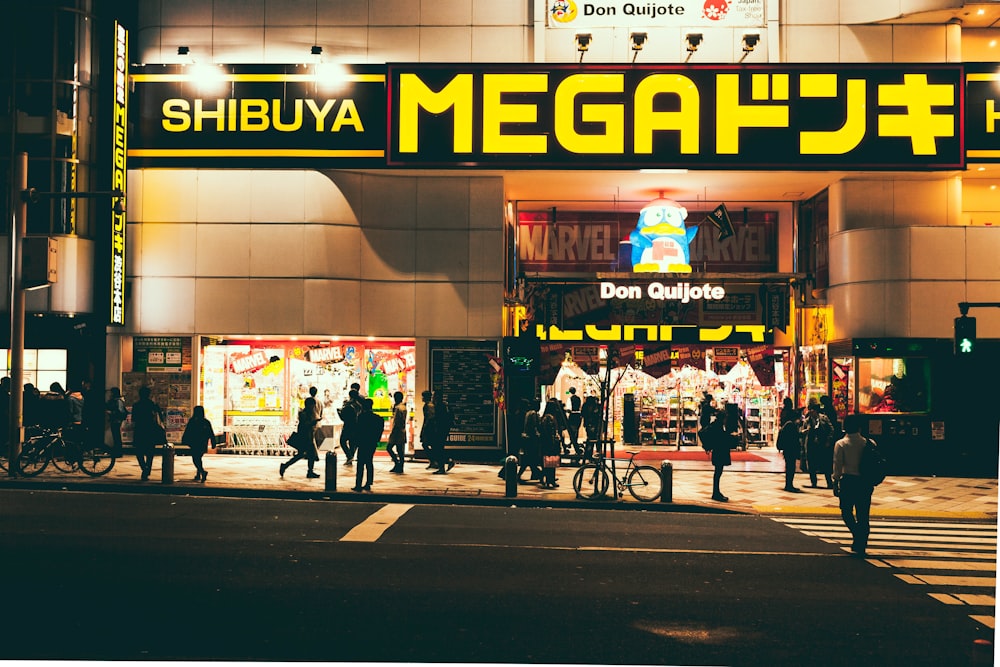 people walking on pedestrian lane during night time