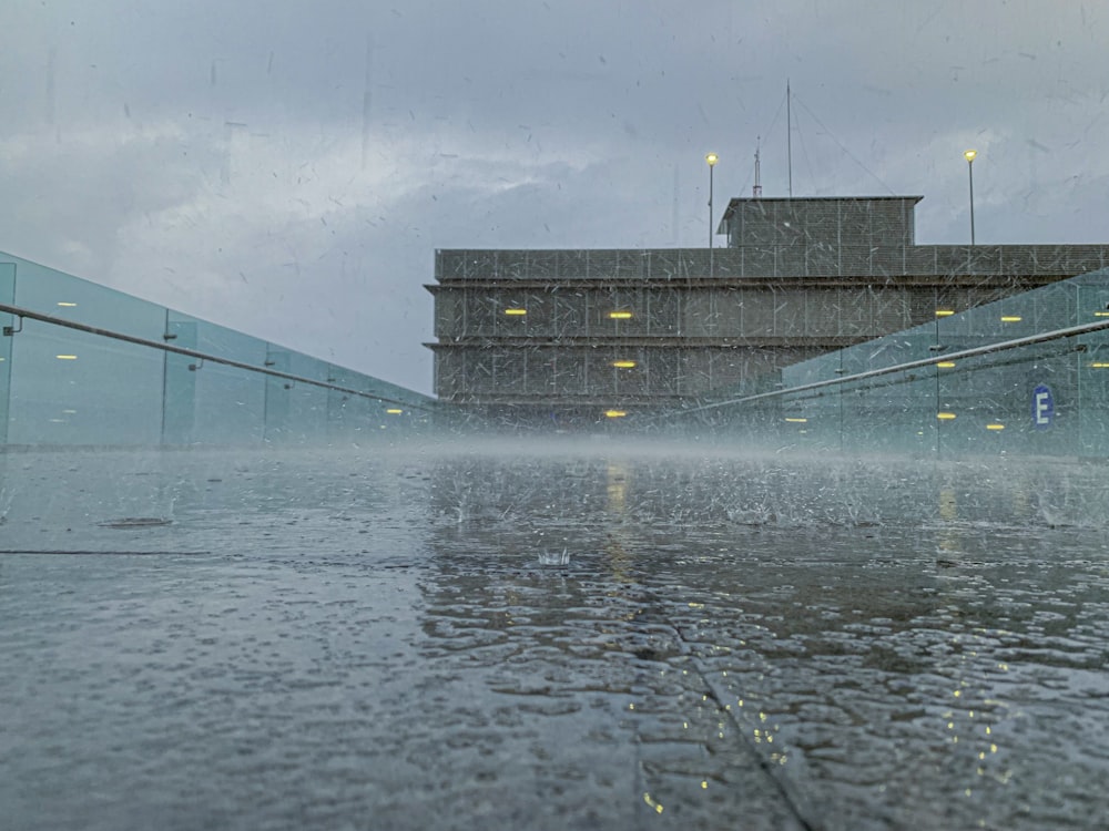 water splash on concrete wall