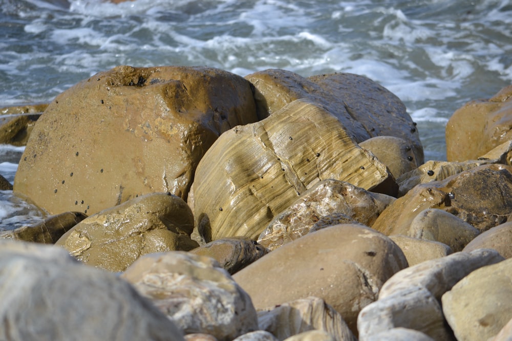 brown rock formation near body of water during daytime