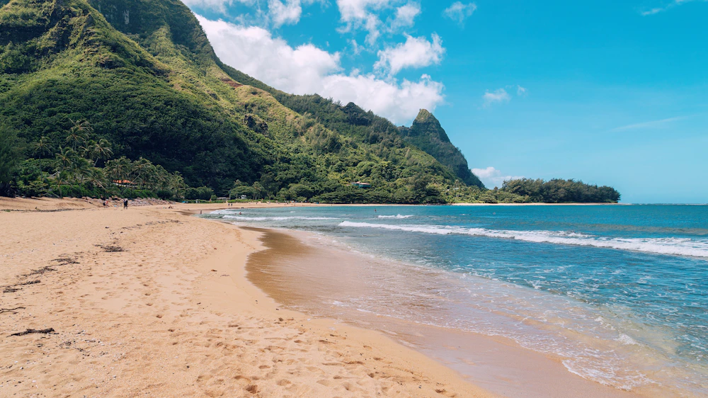 Waves breaking on the shore