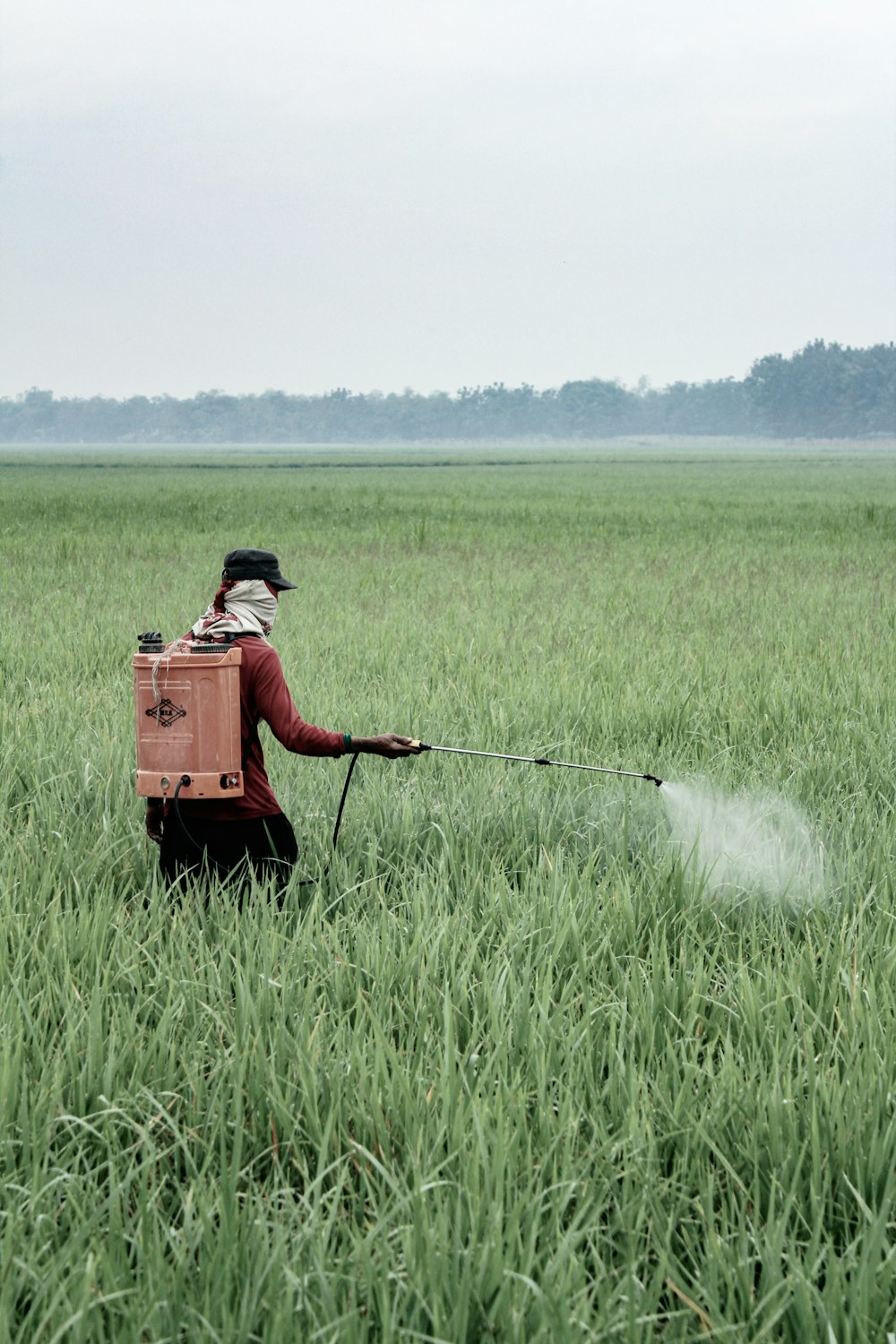 man in black jacket and brown backpack standing on green grass field during daytime