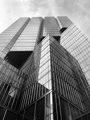 grayscale photo of high rise building