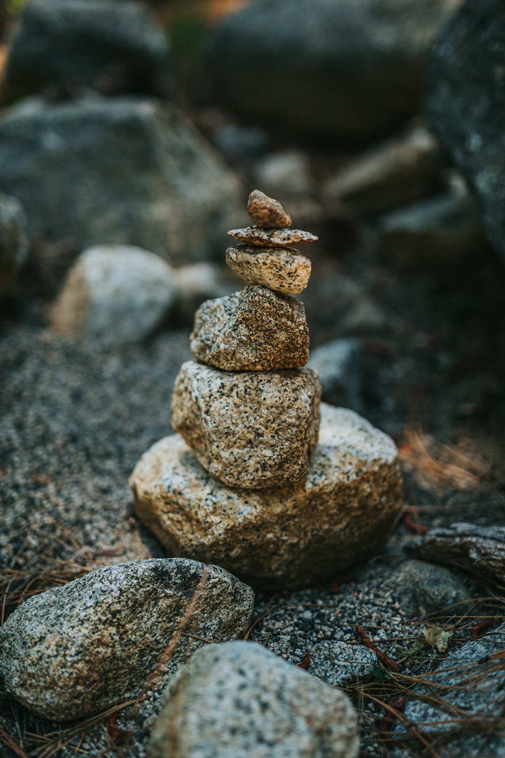 stack of gray and brown stones