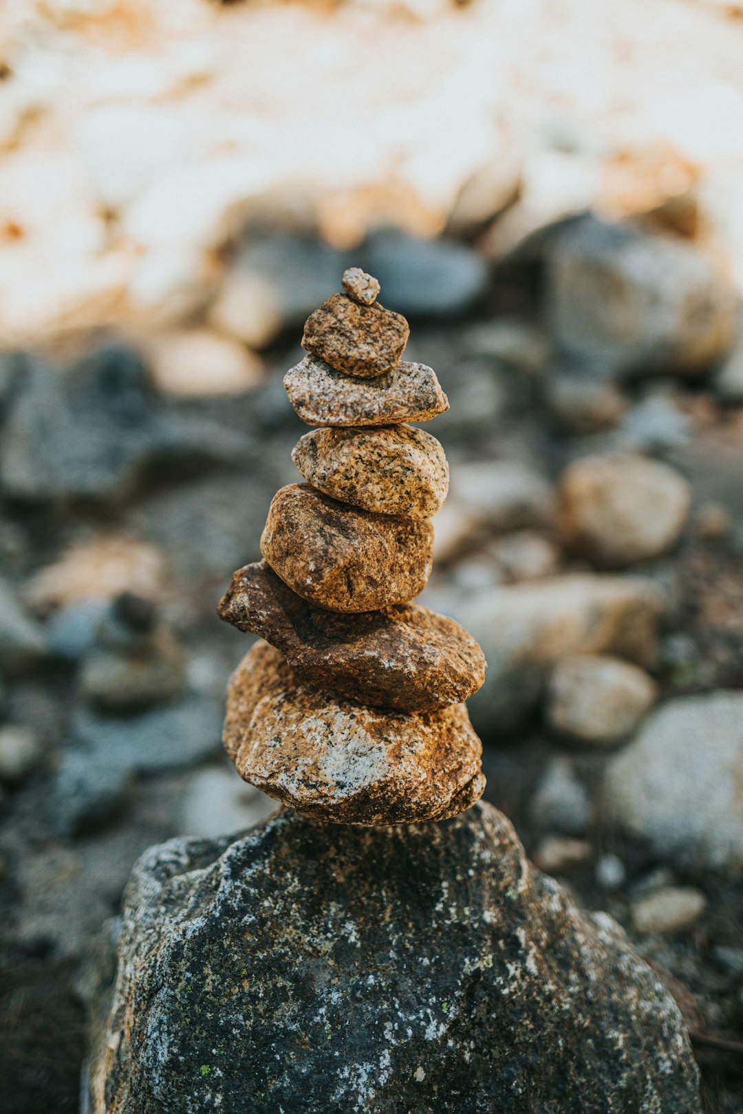 stack of stones on gray rock