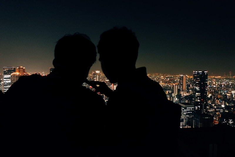 Silhouette of romantic sunset embrace