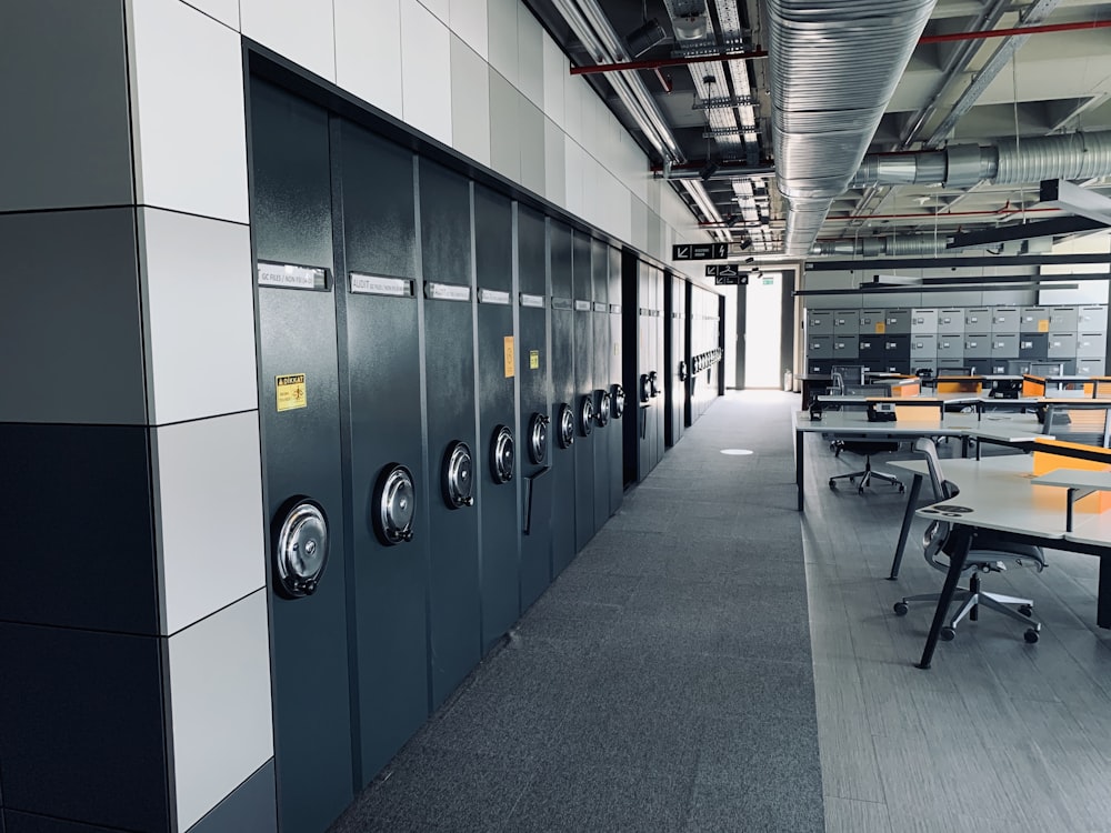 gray metal locker in a room