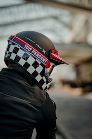person wearing black and white helmet