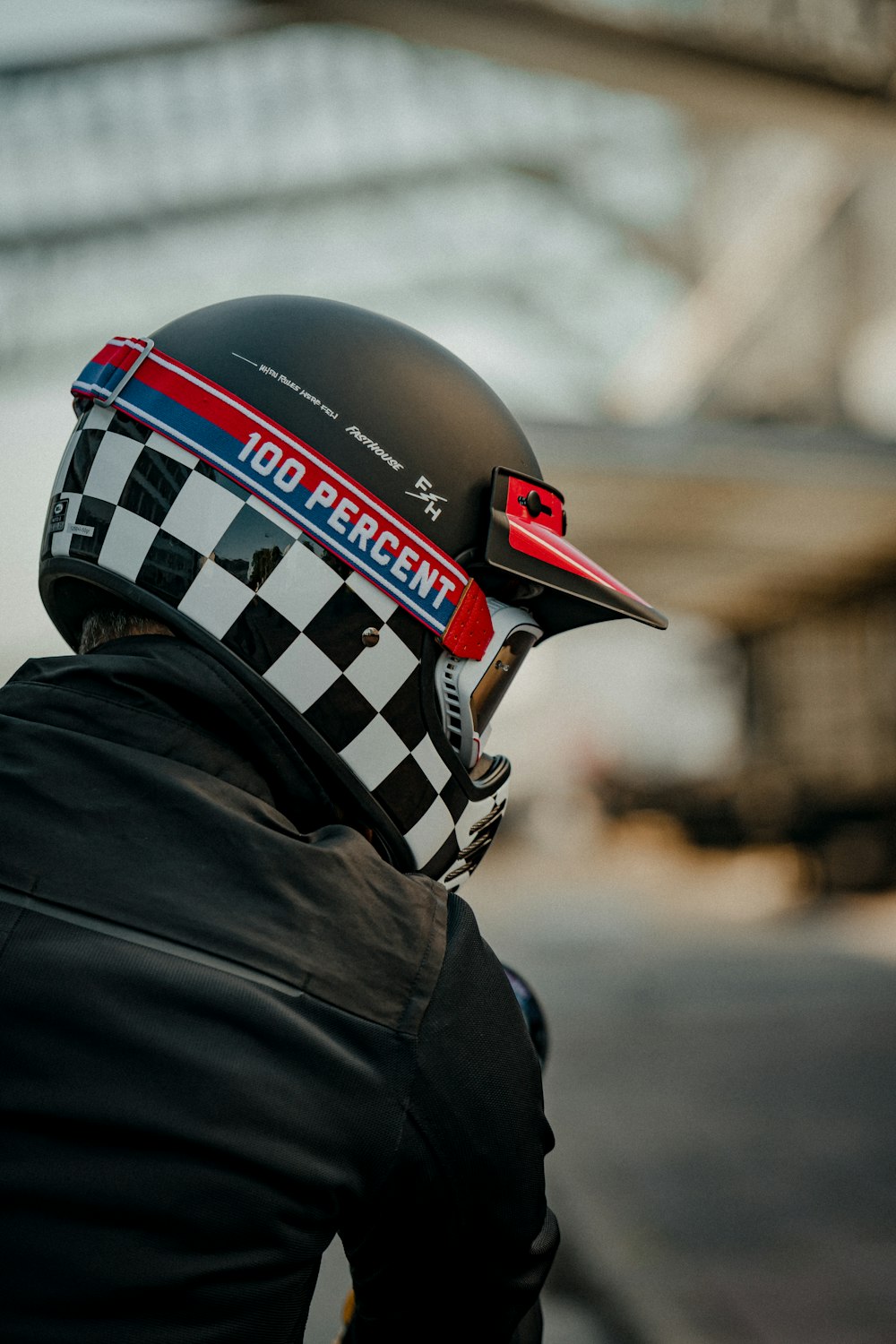 person wearing black and white helmet