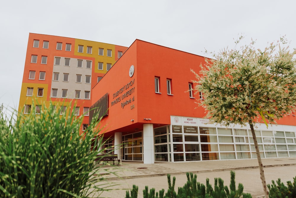 orange and white concrete building