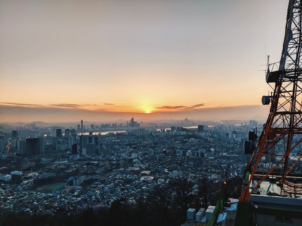 city skyline during sunset with cloudy sky