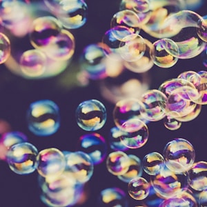 green blue and pink bubbles