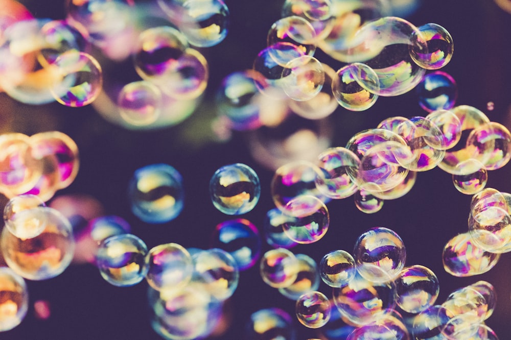 green blue and pink bubbles