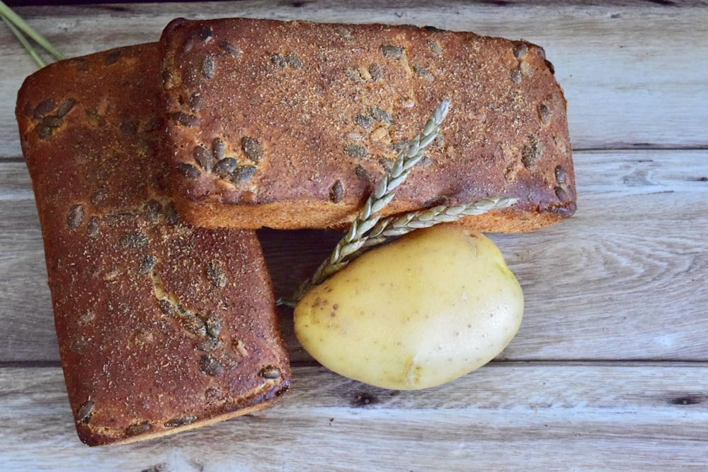 bread on brown wooden chopping board