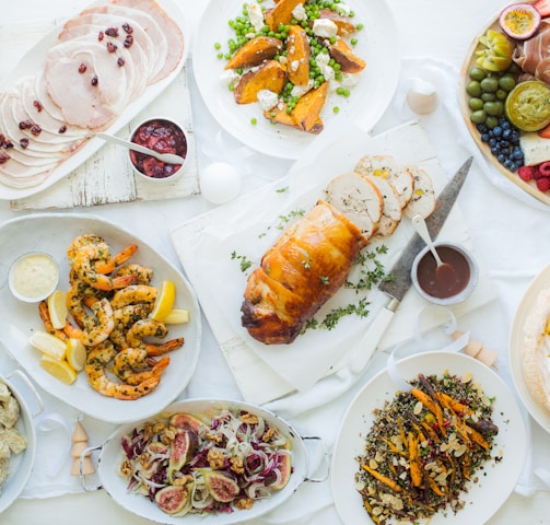 white ceramic plates on table