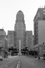 Buffalo City Hall grayscale photo of city buildings