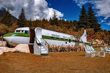 white and green plane on brown soil during daytime