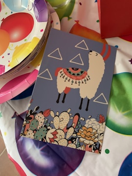 Colorful mockup of a digital invitation with playful illustrations and vibrant colors